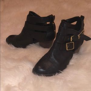 Cut Out Black Booties